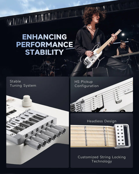 Donner HUSH™ X Electric Guitar (White Finish)