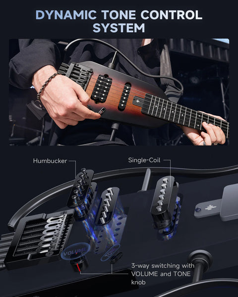 Donner HUSH™ X Electric Guitar (Sunburst Finish)