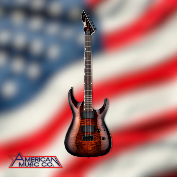 ESP LTD MH-200HT QM 6 String Electric Guitar in Dark Brown Sunburst (PRE ORDER)