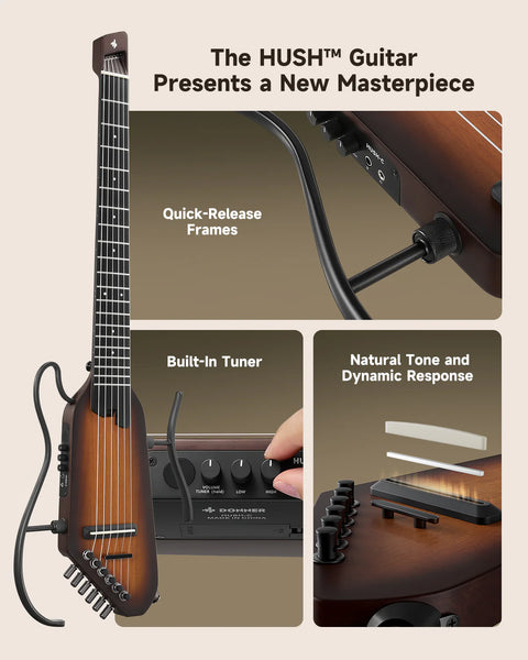 Donner HUSH™ C Nylon Acoustic-Electric Guitar w/Cyclops Amp (Sunburst Finish)