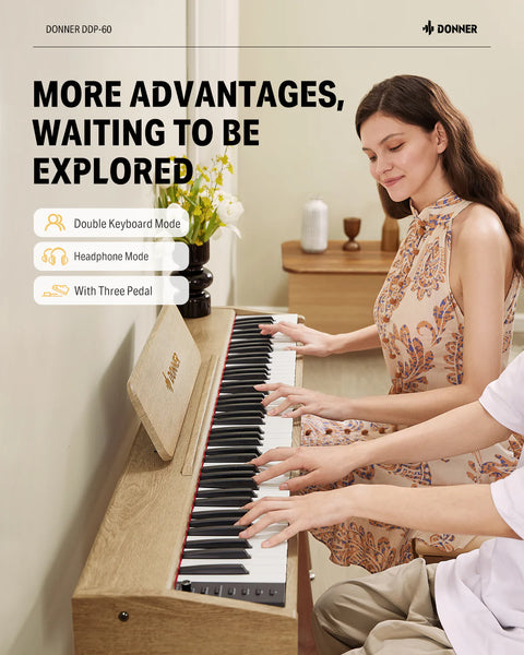 Donner DDP-60 Semi-Weighted Digital Piano (Natural Finish)