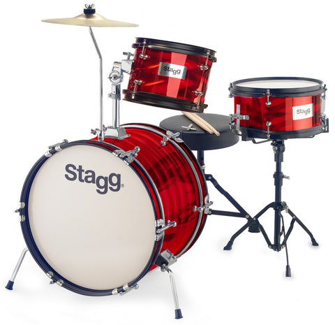 Stagg 3-Piece Complete Junior Drumset 8/10/16" (RED) TIM JR 3/16B RD