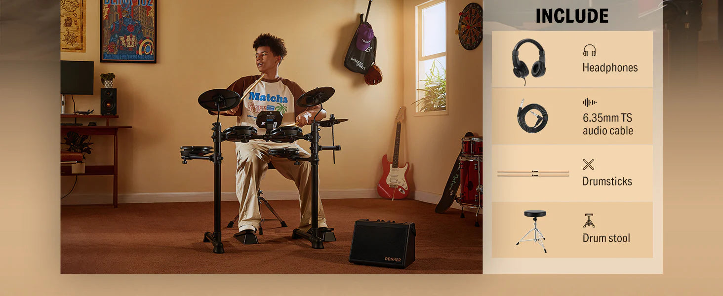 Donner DED-80 Electronic Drum Kit w/Throne & Headphones – American 
