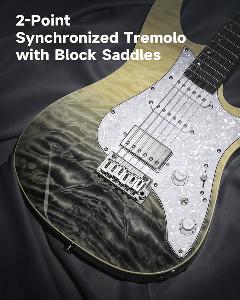 Donner DST-550 ST Electric Guitar (Black Mirage Gradation LR Finish)