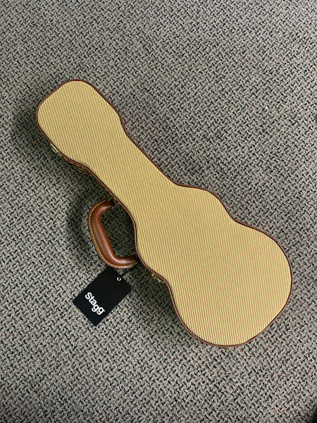 Stagg Ukulele Soprano Gold Tweed Deluxe Hardshell Case GCX-UKS GD
