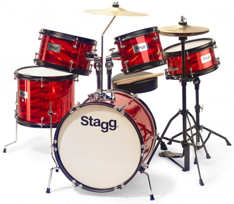 Stagg 5-piece Complete junior drum set with hardware 8/10/10/12/16" (Red)