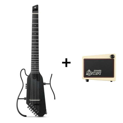 Donner HUSH™ C Nylon Acoustic-Electric Guitar w/Cyclops Amp (Black Finish)