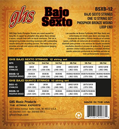 GHS Stainless Steel Bajo Sexto String Set